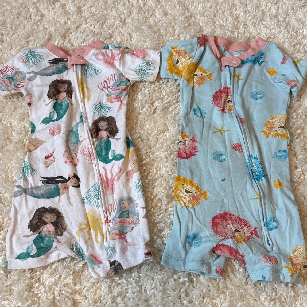 Burt's Bees Mermaid and Sea Life Baby Rompers